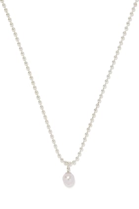 Ball Chain Necklace, Sterling Silver & Diamond